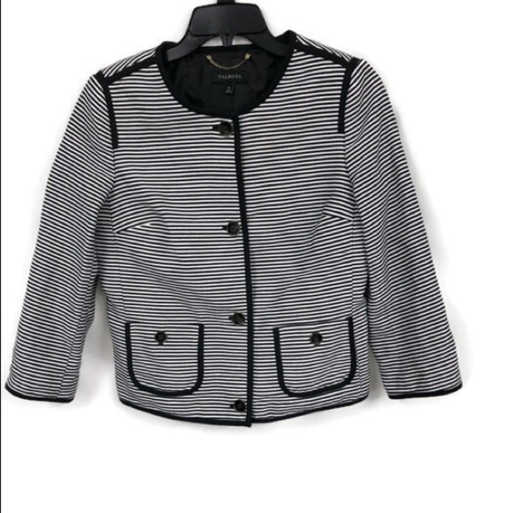 TALBOTS BLACK STRIPED JACKET 10